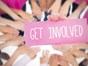 several hands joining together with 'get involved' over the top
