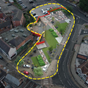 Aerial view of land marked for regeneration