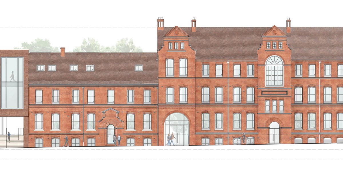 Image shows artists impression of the front elevation of building